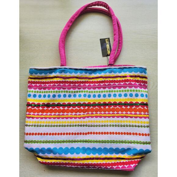 TOTE-NEWPORT NEWS-Bright Colors-Sequins-Beads-Beach-Carry On - Picture 1 of 16